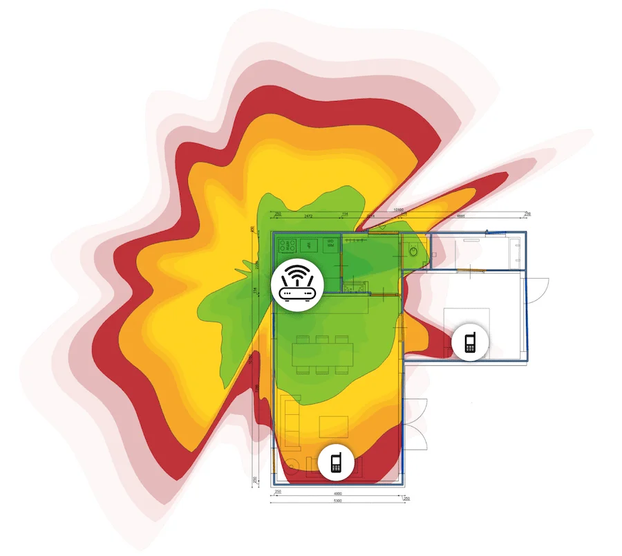 Afbeelding straalpatroon wifi-router berging